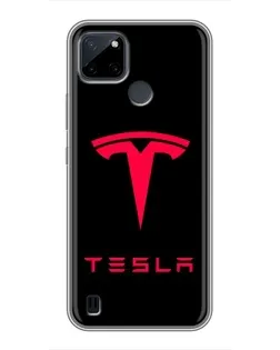 Чехол для Realme C12 с картинкой «Tesla Red Logo»