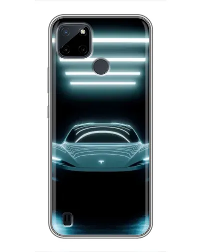 Чехол для Realme C12 с картинкой «Tesla в неоне»