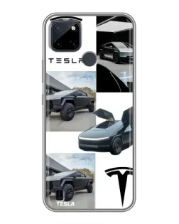 Чехол для Realme C12 с картинкой «Коллаж Cybertruck Tesla»