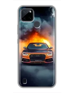 Чохол для Realme C12 з картинкою «Audi у вогняному диму»