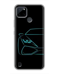 Чохол для Realme C12 з картинкою «Блакитний силует Lamborghini»