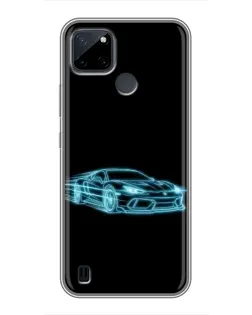 Чохол для Realme C12 з картинкою «Неоновий контур Lamborghini»