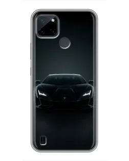 Чохол для Realme C12 з картинкою «Чорний Lamborghini Aventador»