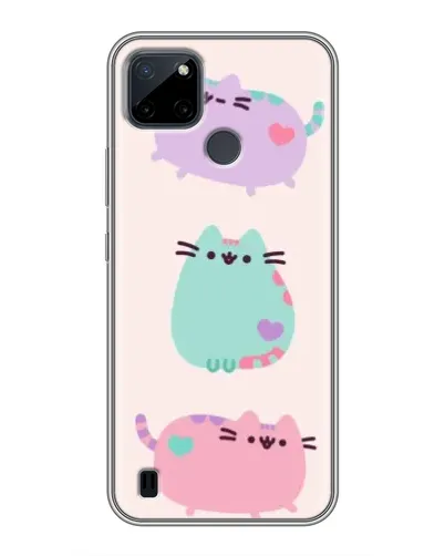 Чохол для Realme C12 з картинкою «Pusheen тріо» Чохол для Realme C12 з картинкою «Pusheen тріо»