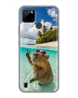 Чехол для Realme C12 с картинкой «Капибара на море» Чехол для Realme C12 с картинкой «Капибара на море»