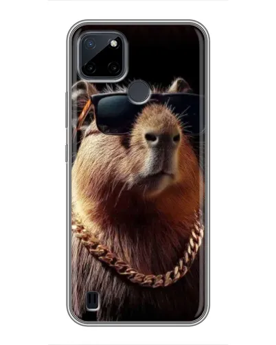 Чехол для Realme C12 с картинкой «Капибара золотая цепь»