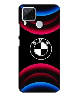 Чехол для Realme C15 с картинкой «Логотип BMW и неоновые дуги»