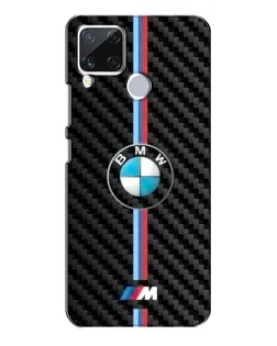 Чехол для Realme C15 с картинкой «Эмблема BMW и карбон»