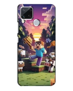 Чехол для Realme C15 с картинкой «Стив на ферме»