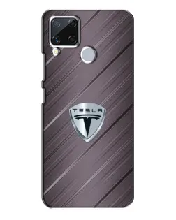 Чехол для Realme C15 с картинкой «Металлическая текстура Tesla»