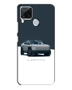 Чехол для Realme C15 с картинкой «Серебристый Cybertruck Tesla»