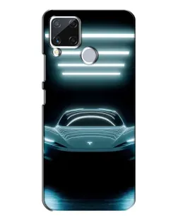 Чехол для Realme C15 с картинкой «Tesla в неоне»
