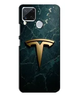 Чехол для Realme C15 с картинкой «Мраморная Tesla Gold»