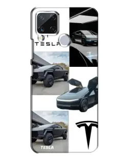 Чехол для Realme C15 с картинкой «Коллаж Cybertruck Tesla»