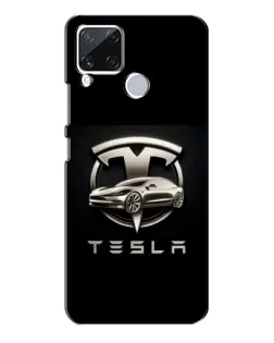 Чехол для Realme C15 с картинкой «Tesla — серебристое авто»