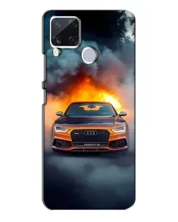 Чехол для Realme C15 с картинкой «Audi в огненном дыму»