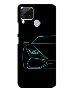 Чехол для Realme C15 с картинкой «Голубой силуэт Lamborghini»