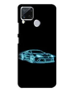 Чехол для Realme C15 с картинкой «Неоновый контур Lamborghini»