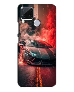 Чехол для Realme C15 с картинкой «Lamborghini красный дым»