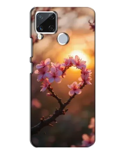 Чехол для Realme C15 с картинкой «Розовый цвет сердце на фоне заката» Чехол для Realme C15 с картинкой «Розовый цвет сердце на фоне заката»