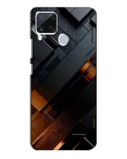 Чехол для Realme C15 с картинкой «Черные геометрические блоки»