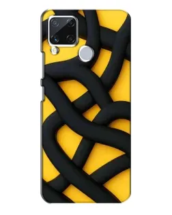 Чехол для Realme C15 с картинкой «Черное желтое переплетение»