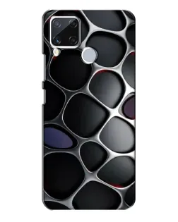 Чехол для Realme C15 с картинкой «Объемная темная решетка»