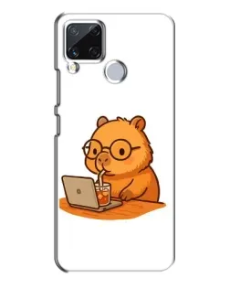Чехол для Realme C15 с картинкой «Капибара с ноутбуком»