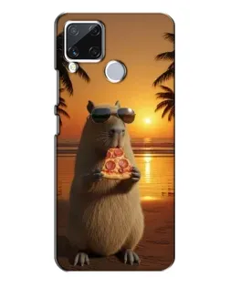 Чехол для Realme C15 с картинкой «Капибара с пиццей»