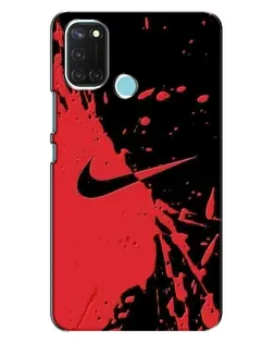 Чехол для Realme C17 с картинкой «Красные брызги Nike»