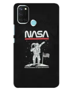 Чохол для Realme C17 з картинкою «NASA — крокуємо по Місяцю»