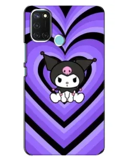 Чехол для Realme C17 с картинкой «Kuromi и фиолетовые сердца»