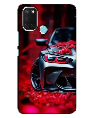 Чохол для Realme C17 з картинкою «Спортивна BMW та квіти»