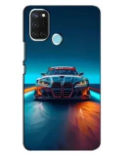 Чехол для Realme C17 с картинкой «BMW — огни неона»