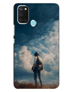 Чохол для Realme C17 з картинкою «Герой PUBG на скелі»