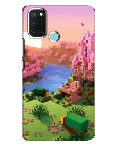 Чохол для Realme C17 з картинкою «Рожеве дерево Minecraft»