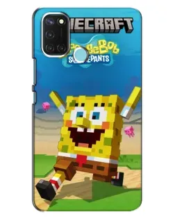Чехол для Realme C17 с картинкой «Губка Боб Minecraft»