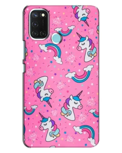 Чохол для Realme C17 з картинкою «Unicorn паттерн рожевий»