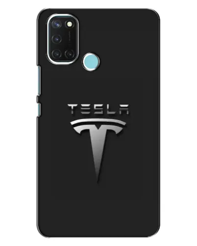Чехол для Realme C17 с картинкой «Стальной логотип Tesla»