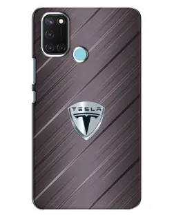 Чехол для Realme C17 с картинкой «Металлическая текстура Tesla»