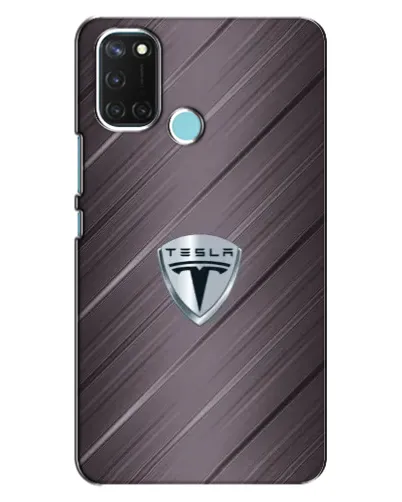 Чехол для Realme C17 с картинкой «Металлическая текстура Tesla»