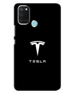 Чехол для Realme C17 с картинкой «Tesla White Logo»