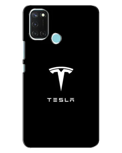 Чехол для Realme C17 с картинкой «Tesla White Logo»