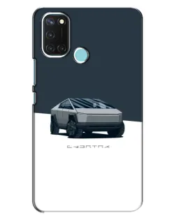 Чехол для Realme C17 с картинкой «Серебристый Cybertruck Tesla»