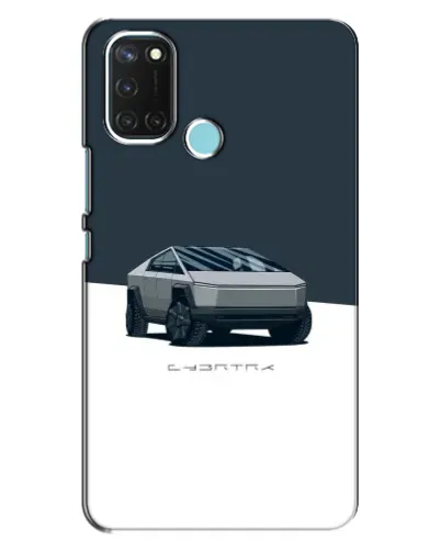 Чехол для Realme C17 с картинкой «Серебристый Cybertruck Tesla»