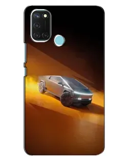 Чехол для Realme C17 с картинкой «Cybertruck в пустыне»