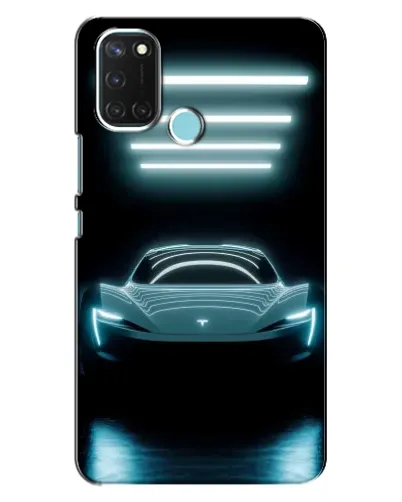 Чехол для Realme C17 с картинкой «Tesla в неоне»