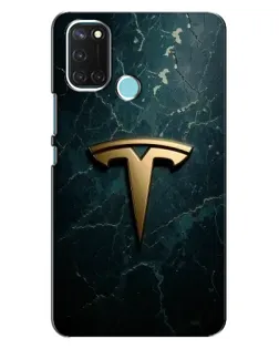 Чехол для Realme C17 с картинкой «Мраморная Tesla Gold»