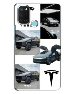 Чехол для Realme C17 с картинкой «Коллаж Cybertruck Tesla»