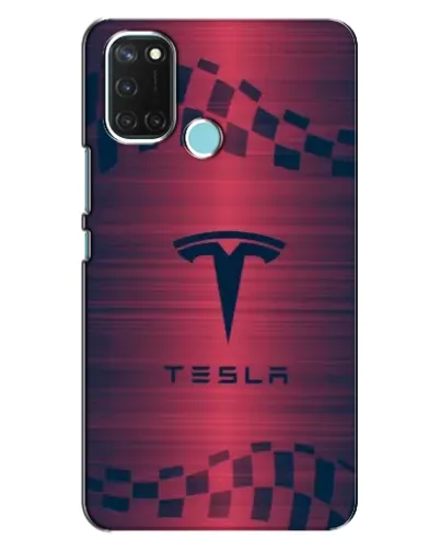 Чехол для Realme C17 с картинкой «Тесла красный карбон»